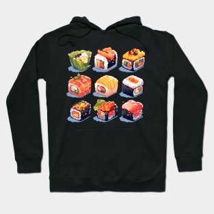 Cute Sushi Anime Food Pixel Art Hoodie